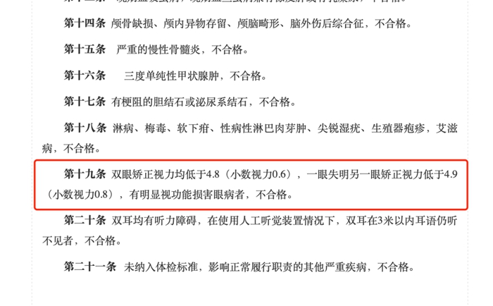 公务员视力要求标准图示