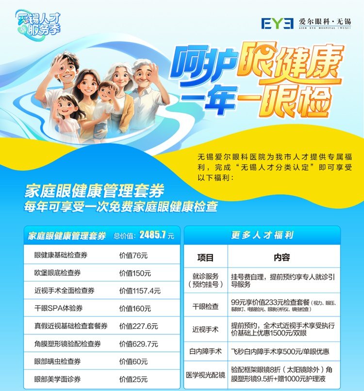 无锡人才眼健康福利内容