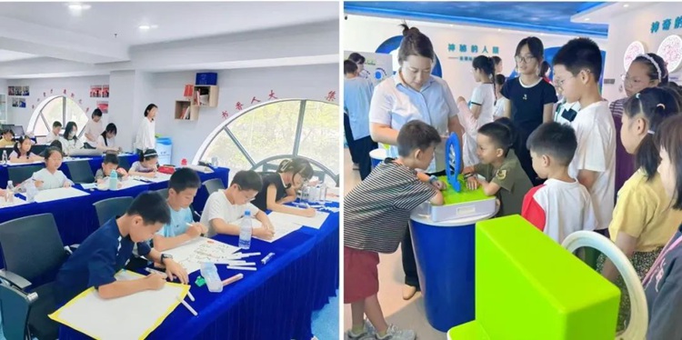 专业讲解员为孩子们讲解眼睛构造